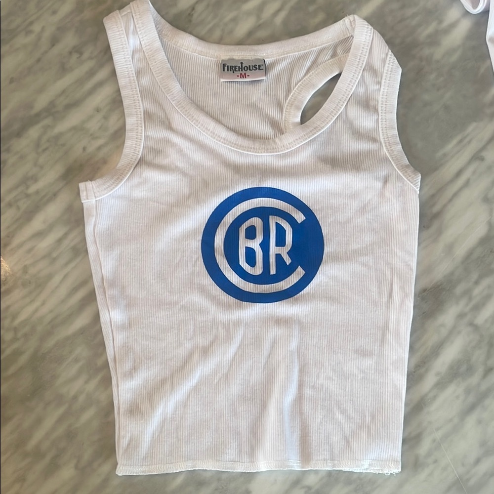 Kids White FireHouse Tank w/CBR blue logo